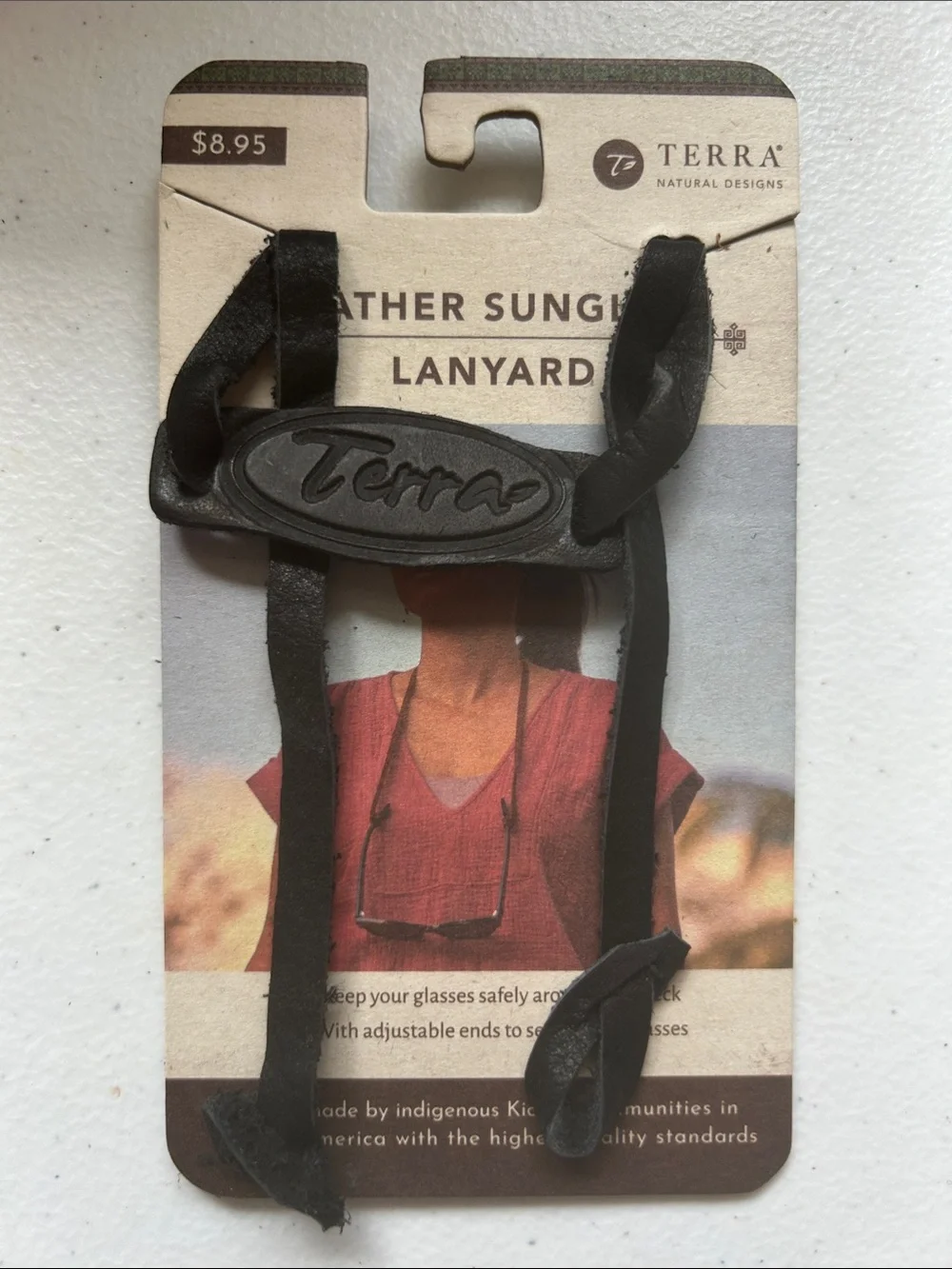 Terra Natural Designs Leather Sunglasses Lanyard NWT